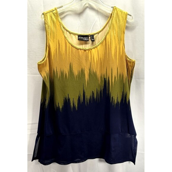 Attitudes By Renee Jersey Mesh Trim Tank And Cardigan Ombre Set Size Large - Picture 8 of 15